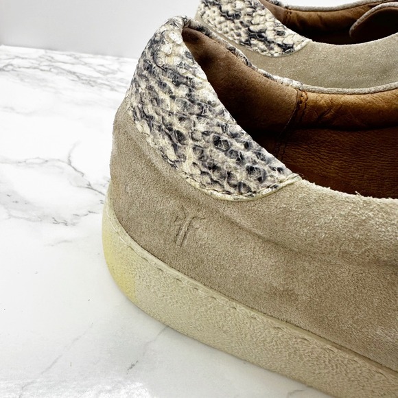 Frye Webster Womens 10 Suede Snakeskin Metallic Low Top Sneaker - Picture 5 of 7